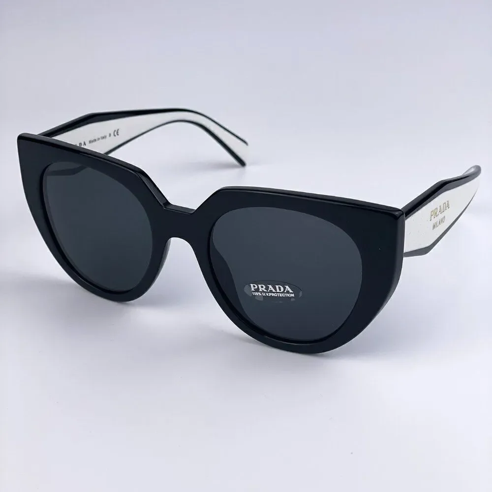NEW Prada PR14WS 09Q-5S0 Black Talc Gray Cat Eye Oversized Women Sunglasses
